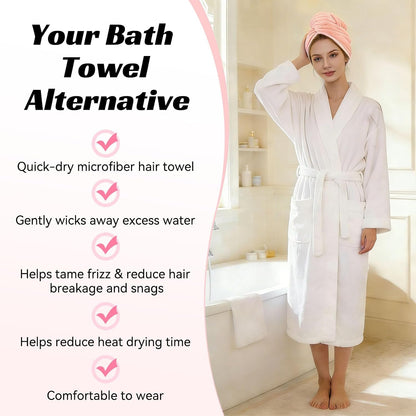 Microfiber Hair Towel Wrap for Women, Soft Lightweight Quick Dry Turban, Drying Hair Towels for Women, Hair Drying Towel for Curly & Long Hair - Yellowish-white (Note: This model is ultra-slim.)