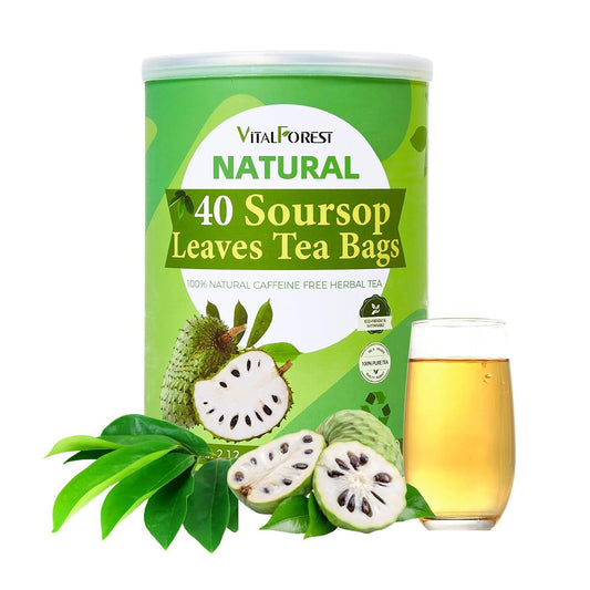 40 Dried Soursop Leaves Tea Bags, VitalForest Soursop Graviola Leaves Tea, Sour Sop Leaves