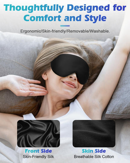 Silk Cordless Heated Eye Mask, Washable Sleep Mask Warm Compress Mask Soft Pressure Free Shade Blindfold Electric Eye Heating Pad for Blepharitis Sinus Stye Gifts for Men Women (Grey)