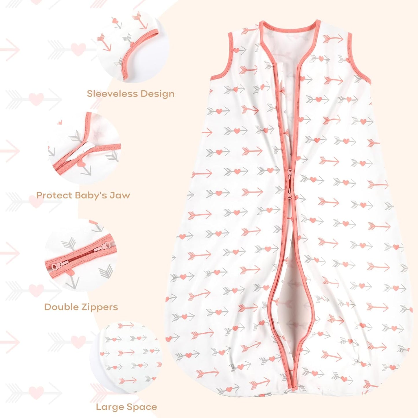 Yoofoss Baby Sleep Sack Baby Wearable Blanket 100% Cotton 2-Way Zipper Toddler Sleeping Sack