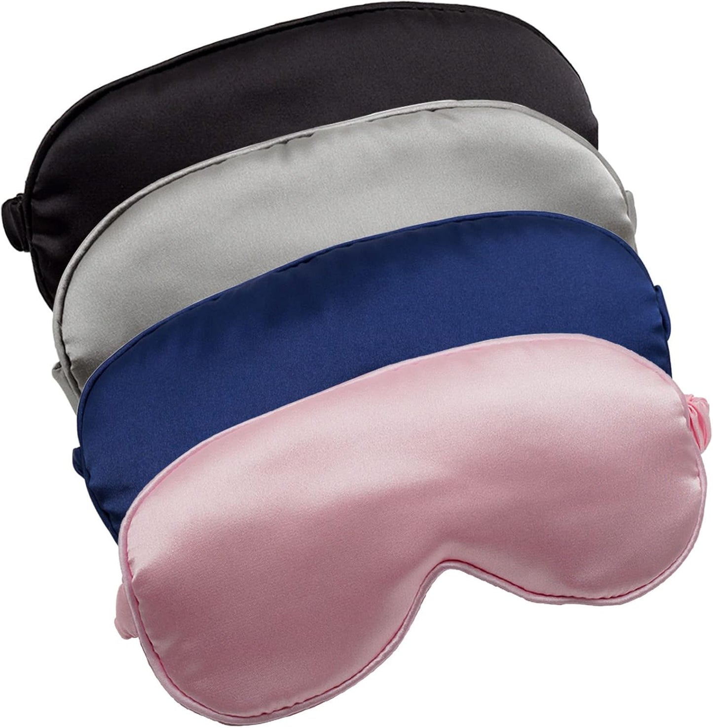 LERSVICVIL Sleep Mask 4 Pack Silk Eye Cover Soft Satin Blindfold Elastic Strap Night Eyeshade Travel Nap for Women Men
