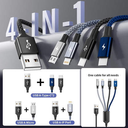 4 in 1 Multi Charging Cable, 5FT Charging Cords for Multiple Devices