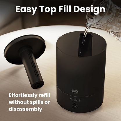 Everlasting Comfort 2.5L Top Fill Humidifier for Bedroom – Quiet, Easy to Fill & Clean, 24HR Runtime, Night Lights, Timer, Ultrasonic Cool Mist, Auto Shut-Off for Indoor Use - White