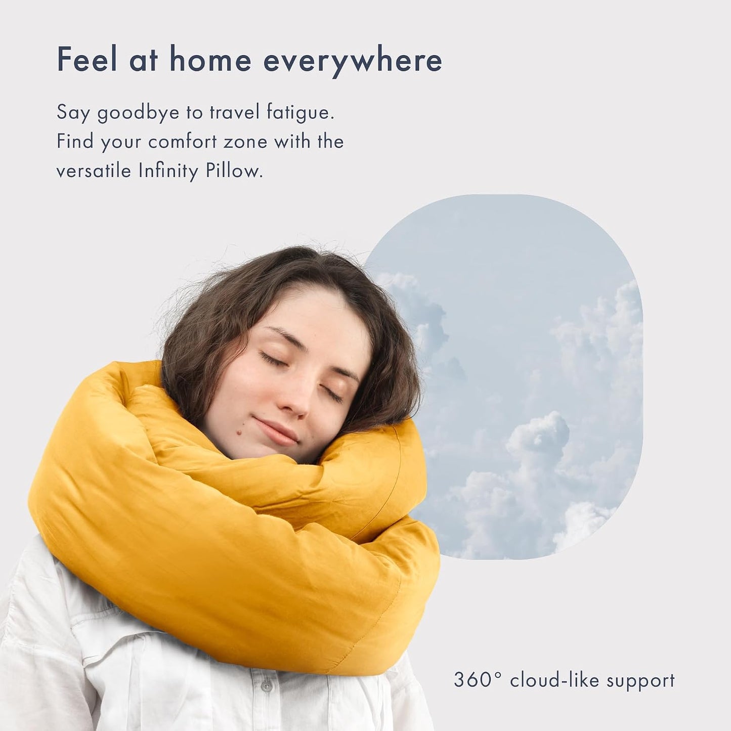 Huzi Infinity Pillow - Home Travel Soft Neck Scarf Support Sleep (Grey)