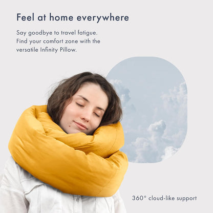 Huzi Infinity Pillow - Home Travel Soft Neck Scarf Support Sleep (Grey)