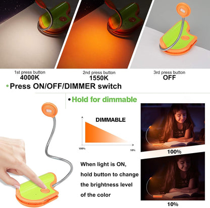 Amber Reading Light Rechargeable, Book Light Kids for Reading in Bed, Clip On Reading Book Light, 2 Lighting Modes, Blue Light Blocking for Eye-Care, Small Bookmark Light for Bookworm-Violet