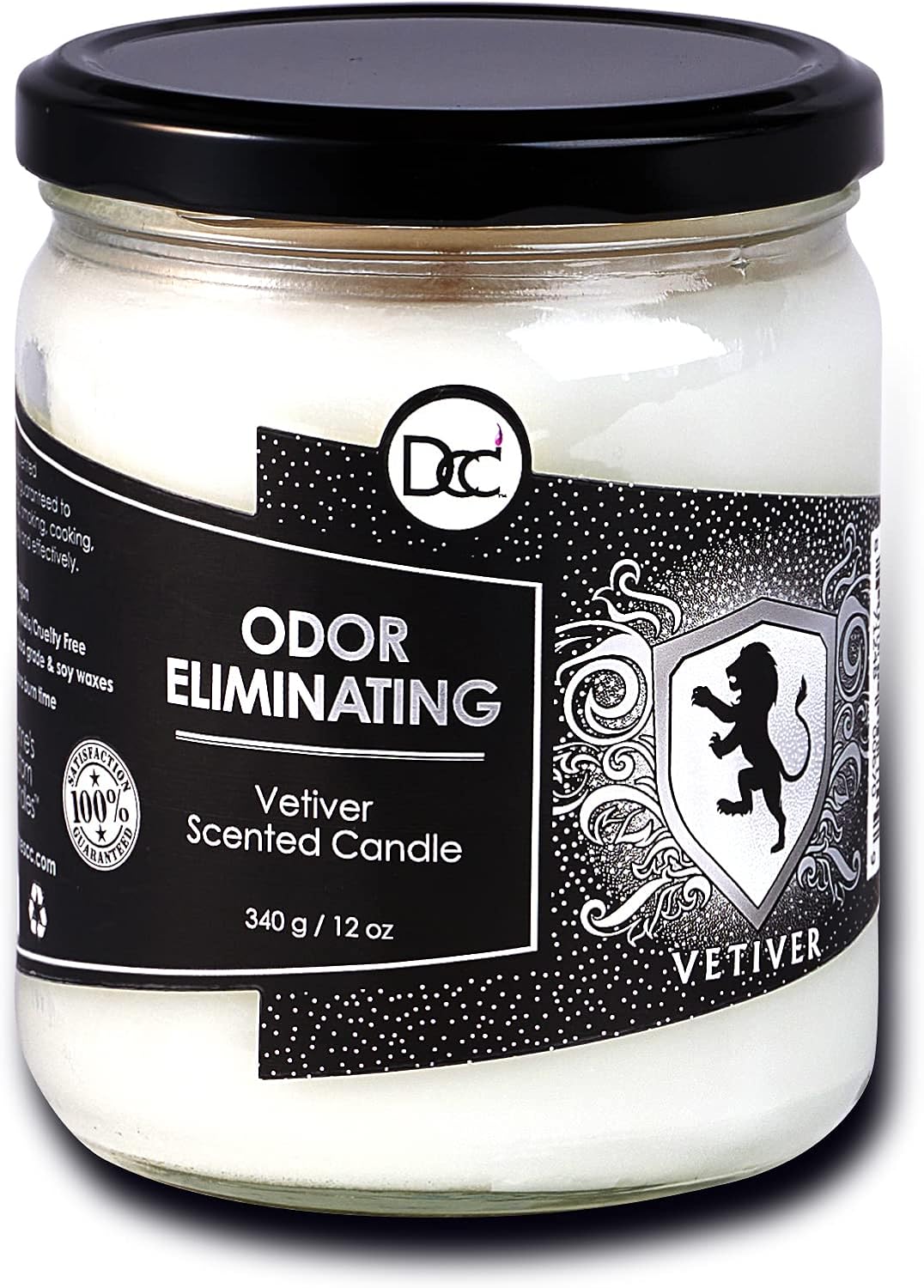 Vanilla Bean Odor Eliminating Highly Fragranced Candle - Eliminates 95% of Pet, Smoke, Food, and Other Smells Quickly - Up to 80 Hour Burn time - 12 Ounce Premium Soy Blend - Colors A