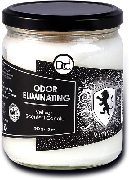 Vanilla Bean Odor Eliminating Highly Fragranced Candle - Eliminates 95% of Pet, Smoke, Food, and Other Smells Quickly - Up to 80 Hour Burn time - 12 Ounce Premium Soy Blend - Colors A