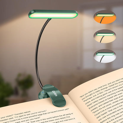 Gritin Rechargeable Book Light for Reading in Bed with 19 LED | Eye Caring 3 Color Temps,5 Brightness Levels,Memory Function,90 Hrs Runtime Flexible Goose Neck Clip on Light for Book Lovers