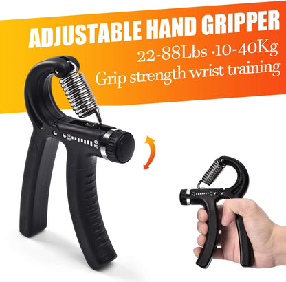 Grip Strength Trainer 7 Pack Adjustable Hand Gripper, Finger Stretcher Resistance Extensor Bands, Finger Exerciser, Grip Strength Ring & Stress Ball, Hand Grip Strengthener