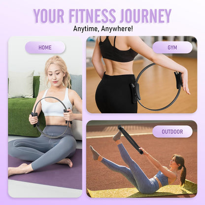 JKSHMYT Pilates Ring Fitness Circle for Women, Pilates Equipment – 14.5" Home Magic Exercise Workout, Better me Pilates Essentials Starter Set for Beginners Toning Inner Thighs, Arms and Core