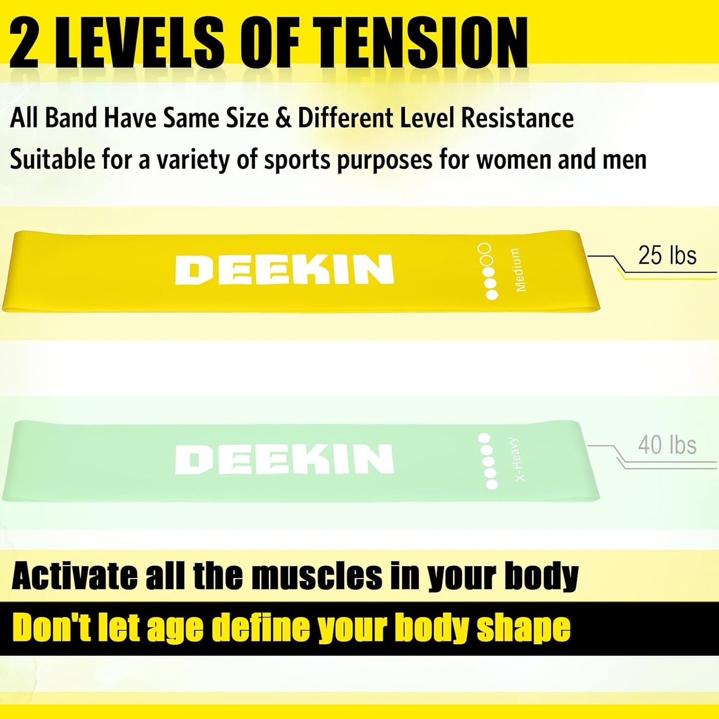 Deekin 20 Pcs Resistance Bands Resistance Loop Exercise Bands Exercise Equipment Elastic Drap Ring for Women and Men Home Fitness, Gym, Yoga