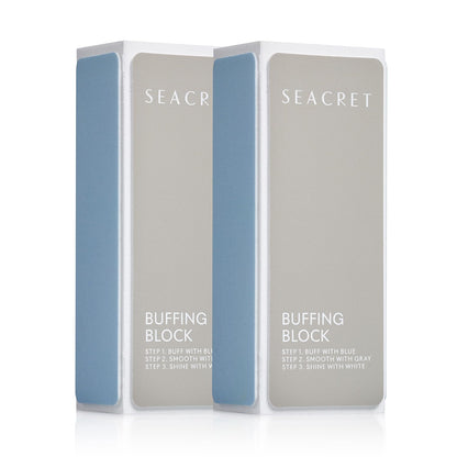 SEACRET Nail Buffer Block - 3-Way Salon Shine for Natural Nails, Smooths Ridges & Buffs to Glossy Finish Without Polish - Korean Made - Manicure & Pedicure, Pack of 2