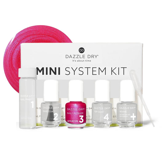 Dazzle Dry Mini Kit 4 Step System - Prima Ballerina, a sheer and milky delicate pink that makes a beautiful French base. (5 Piece Kit / 5 Manicures)