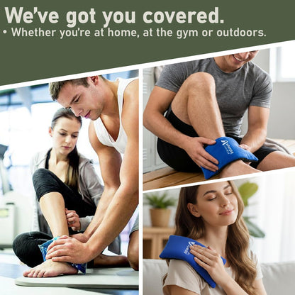 4PK Flexible Gel Ice Packs for Injuries Reusable - Gel Ice Pack Cold Compress for Knee, Back, Neck, Wrist, Hand, Elbow, Ankle Pain Relief - 9.5" x 4.5"