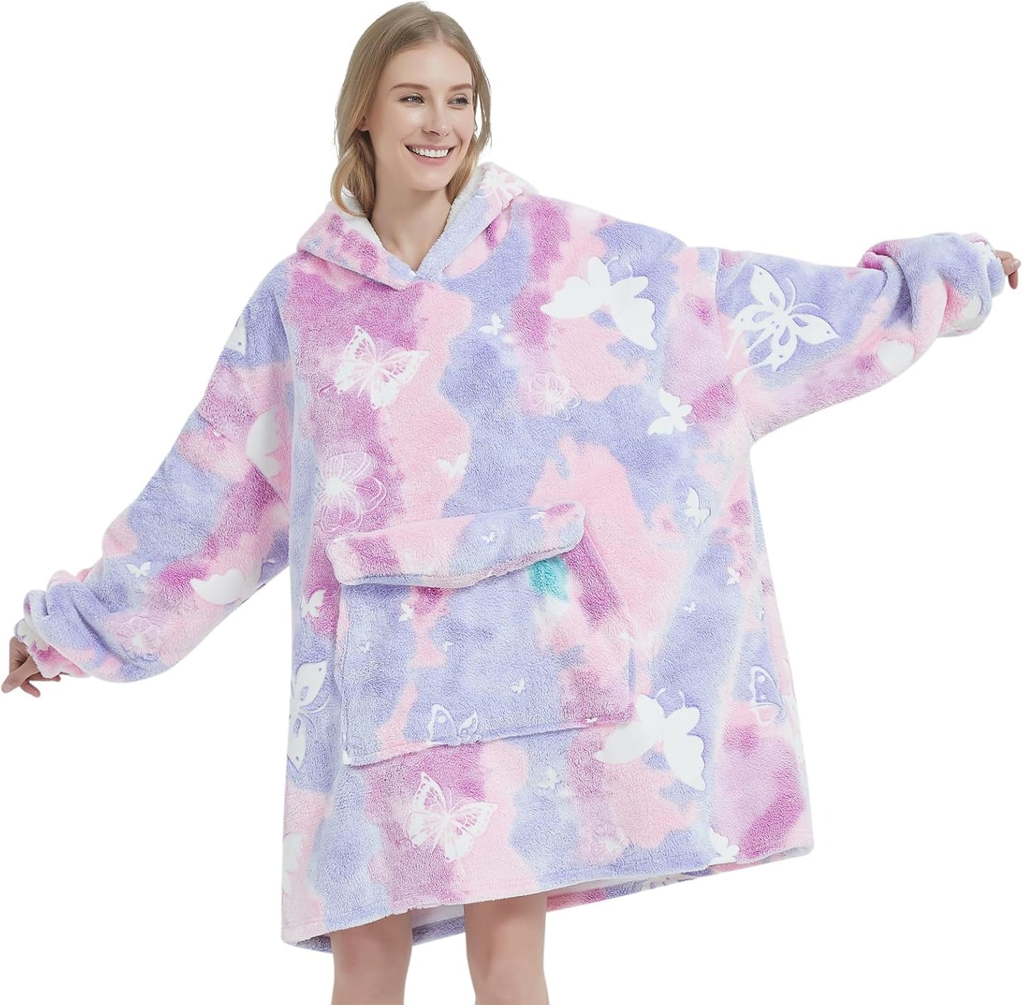 Fiosnow Sun and Moon Blanket Hoodies for Women and Men Adult Oversize Wearable Blanket Hoodies for Soft and Warm