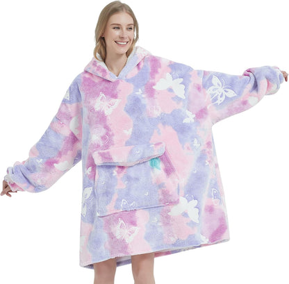 Fiosnow Sun and Moon Blanket Hoodies for Women and Men Adult Oversize Wearable Blanket Hoodies for Soft and Warm