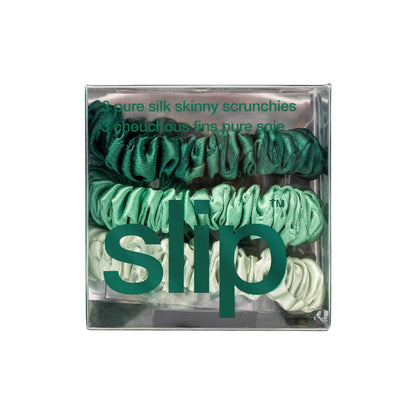 SLIP Amazon Exclusive Skinny Scrunchies: Anti-Crease, Anti-Breakage Slipsilk™ Design Protects Delicate Hair | Includes 3 Pure Silk Scrunchies, Basics