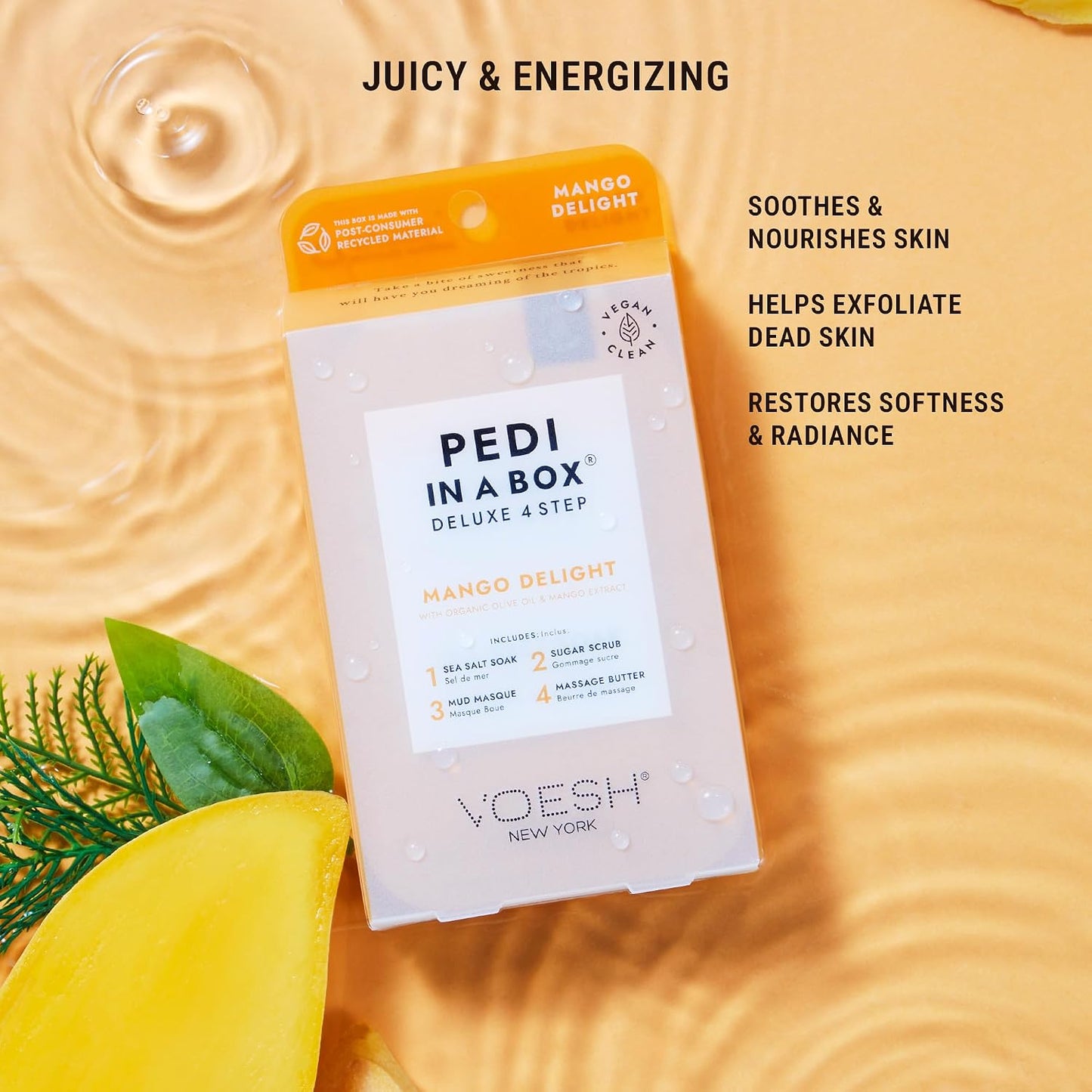 VOESH Pedi in a Box 4 Step Fresh Trio - 3 Pack of Ocean Refresh, Eucalyptus Energy Boost, & Cucumber Fresh Pedicure Set, DIY Pedi, Foot Spa