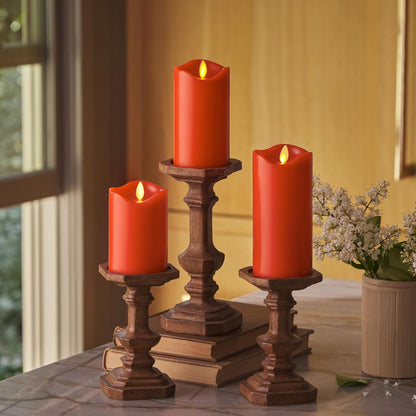 Matchless Candle Co. by Luminara Set of 3 Flameless LED Pillar Candles, Real Wax, Moving Flame (3x4.5, 3x5.5, 3x6.5 Inch, Unscented)