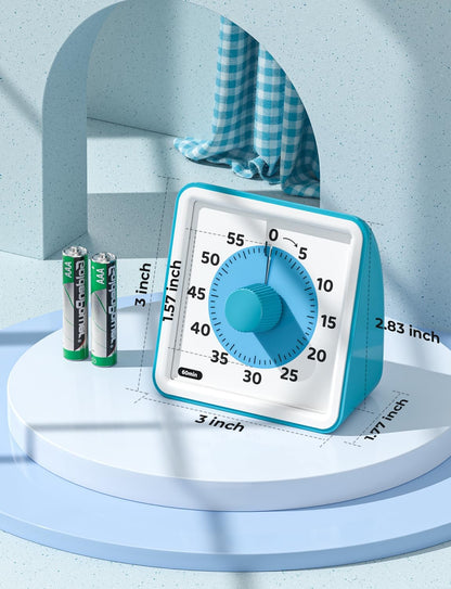 LIORQUE Visual Timer for Kids, 60-Minute Countdown Timers for Classroom Office Kitchen with Silent Operation, Kids Timer for Teaching (Batteries Included)