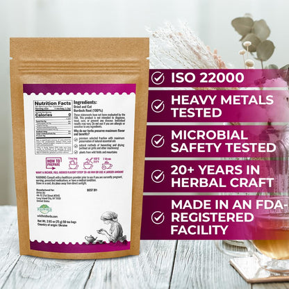Wildfield Herbs 50 Bags Burdock Root Tea Herb Dried Burdock Root Tea Herb (Arctium Lappa Root) - 50 Count 1.5g Bags Bardana