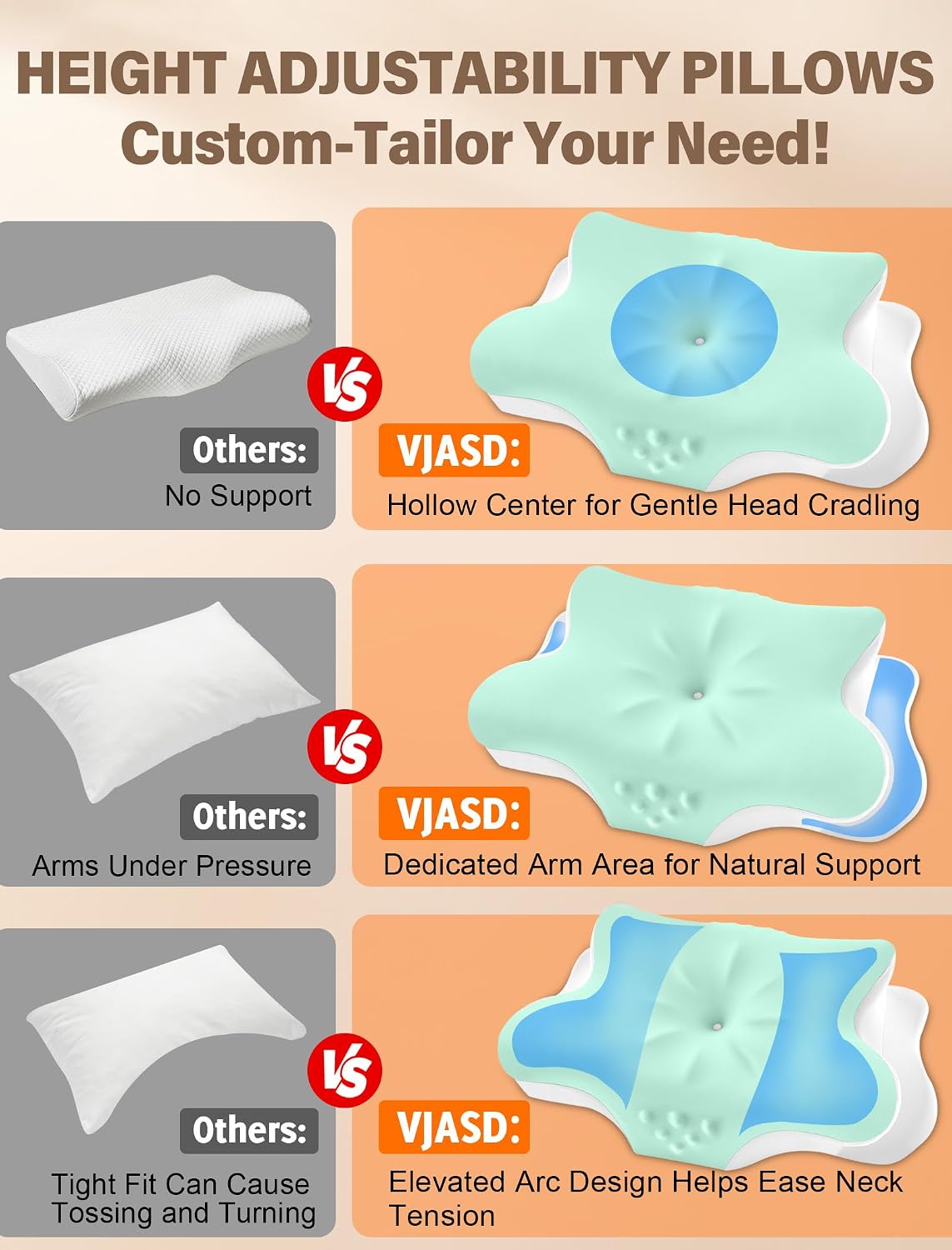 Cervical Neck Pillow for Pain Relief – Ergonomic Memory Foam Pillow for Side Sleeper Contour Orthopedic Bed Pillow for Neck Support with Cooling Cover – Ideal Christmas Birthday Gift for Women Men