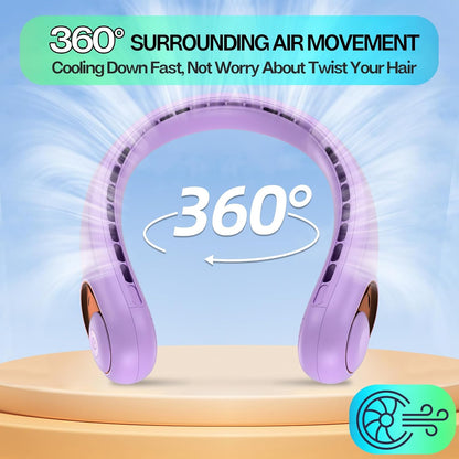 KIDEE Neck Fan, Portable Bladeless Neck Fans, Upgrade 360° Airflow, Super Quiet, 3 Speeds, 4000mAh Personal Wearable Neck Fan, Upgraded Cooling Air Volume USB Rechargeable Hands Free Fan