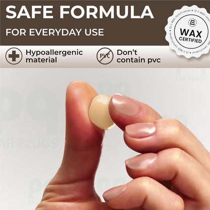 Peace&Quiet PQ Wax Ear Plugs for Sleeping - 30 Silicone Wax Earplugs for Sleeping and Swimming, Gel Ear Plugs for Noise Cancelling, Sound Blocking Level of 32 Db (30 Pillows), Color: White