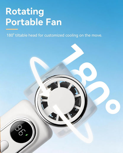 Mini Clip on Fan Handheld, 3000mAh Rechargeable Portable Fan with LED Display, 3-in-1 Personal Cooling Fan, 4 Speeds Quiet USB C Fan for Stroller Desk Travel Camping Office for Women Men Kids, Black