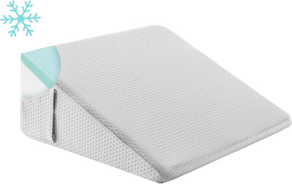 Bedluxe Wedge Pillow, 10 inch Bed Wedge Pillow for Headboard, Pillow Wedge for Acid Reflux Relief, Sleeping, Back Pain Relief, Snoring, Triangle Pillow Wedge, White/Grey