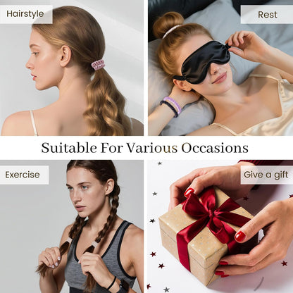 22 Momme 6PCS 100% Mulberry Silk Hair Ties Small Silk Scrunchies for Women Girls Curly Thick Thin Hair .Women's Black Cute Satin Sleepy Bulk Hair Tie Scrunchie Sleep