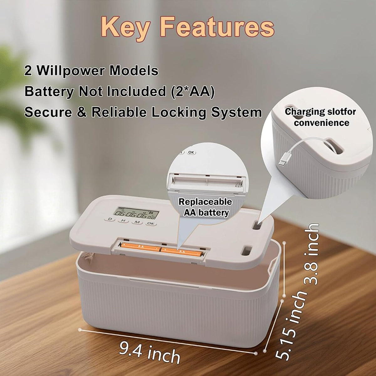 Phone Lock Box with Timer for Bedroom