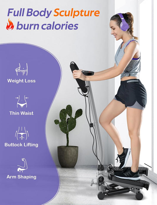 Mini Stepper with Handlebar for Exercise, 330lbs Stair Climber Machine