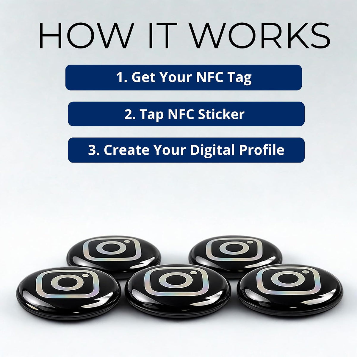 NFC VTAG.ID Label - Tap to Share Your Profile (Black & White)
