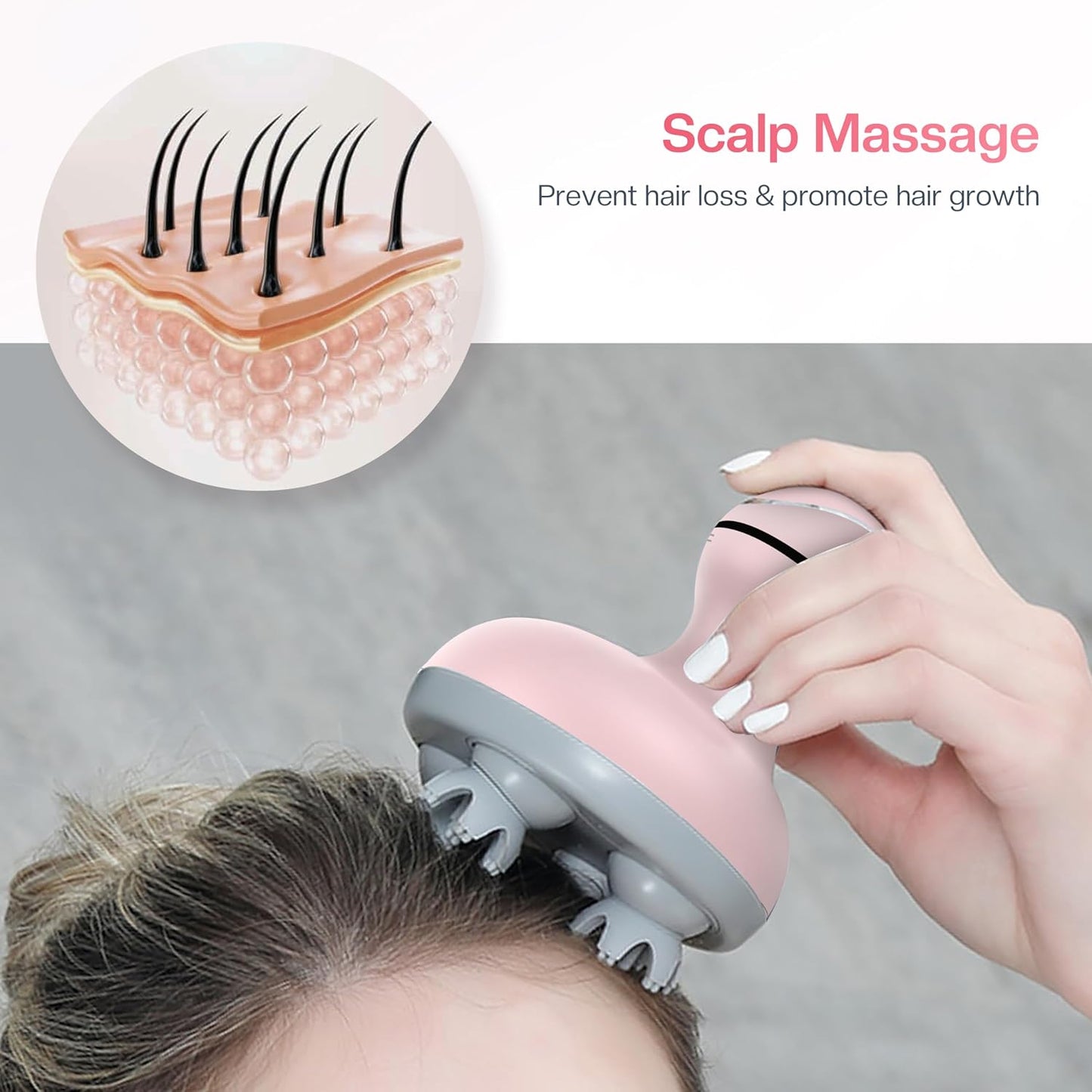 COMFIER Electric Scalp Massager, Waterproof Head Massager with Mutlti-Modes Vibration, Handheld Portable Head Scratcher for Hair Growth, Dog Cat Massager for Deep Clean and Stress Relax