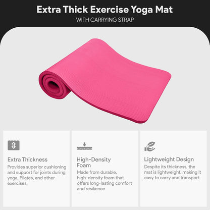 BalanceFrom Yoga Mat, 1-Inch Extra Thick High Density Exercise Mat, Anti-Tear Exercise Yoga Mat with Carrying Strap, Suitable for Various Yoga Exercises, Multiple Colors