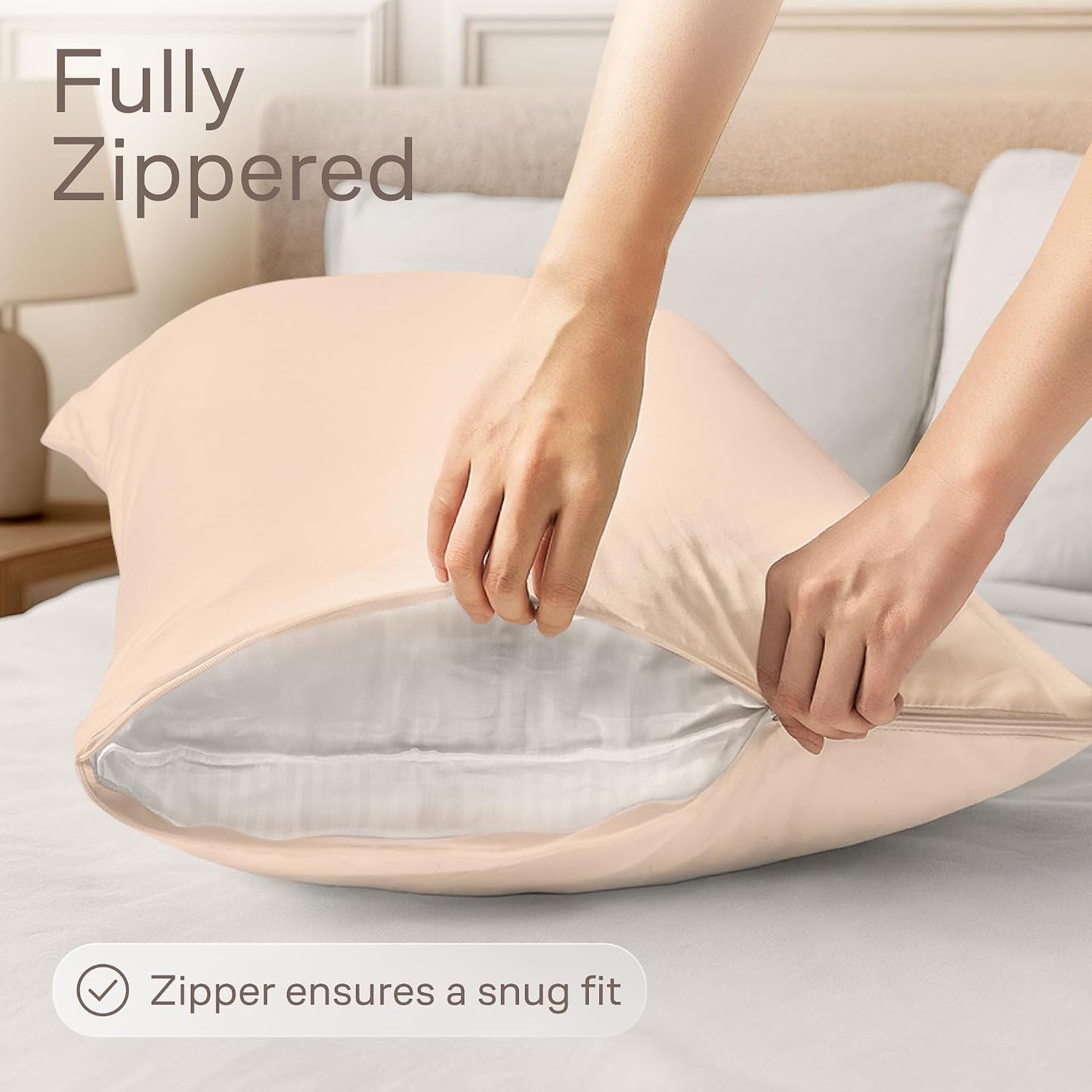 Ultra Soft Pillow Protectors with Zipper Standard Size - Set of 8 Breathable Pillow Covers - 100% Protection Against Stains, Dust & Dirt - Machine Washable (White)