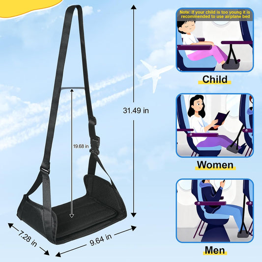 Airplane Foot Hammock for Plane Travel 2 Pack