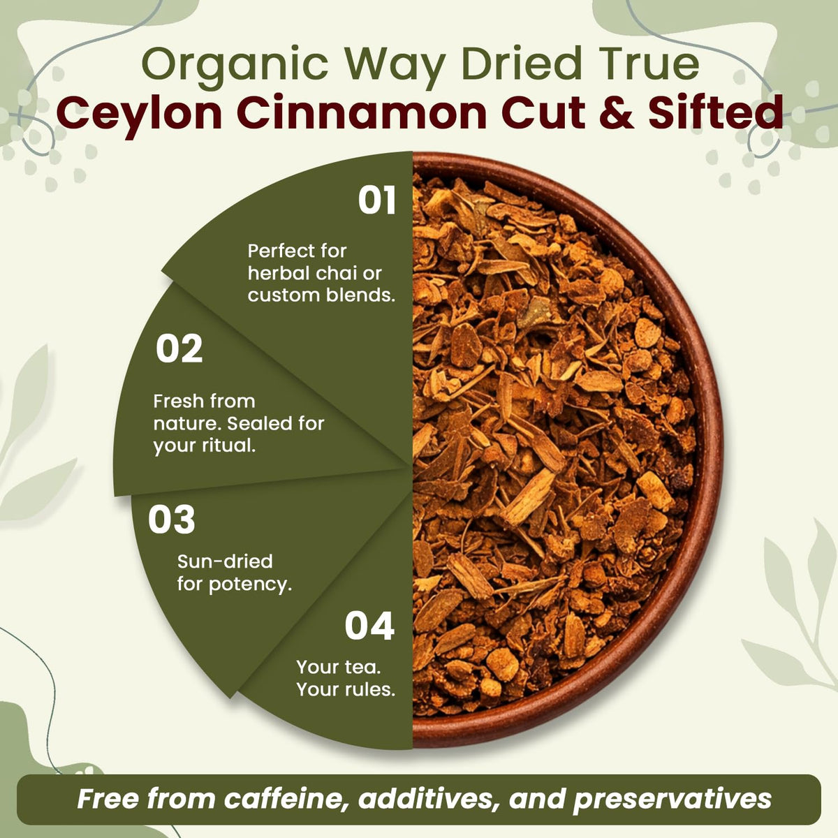 Organic Way True Ceylon Cinnamon Cut & Sifted - Origin Sri Lanka (4 Ounce)