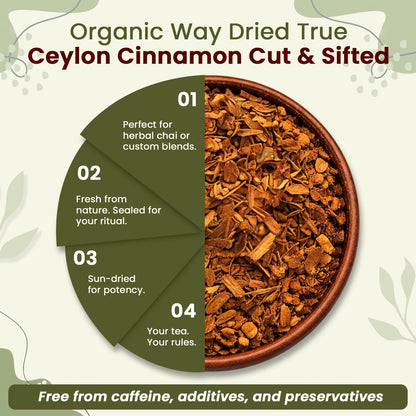 Organic Way True Ceylon Cinnamon Cut & Sifted - Origin Sri Lanka (4 Ounce)