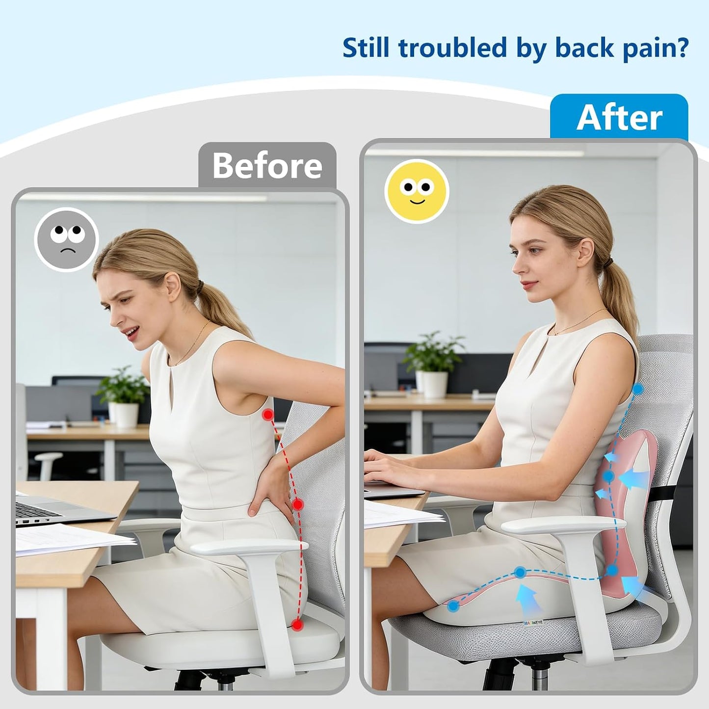 2026 Upgraded Orthopedic Memory Foam Seat Cushion with Adjustable Strap, Coccyx & Sciatica Pain Relief, Washable Non-Slip, Ergonomic Support for Office Chair, Car & Wheelchair (Dark Grey)