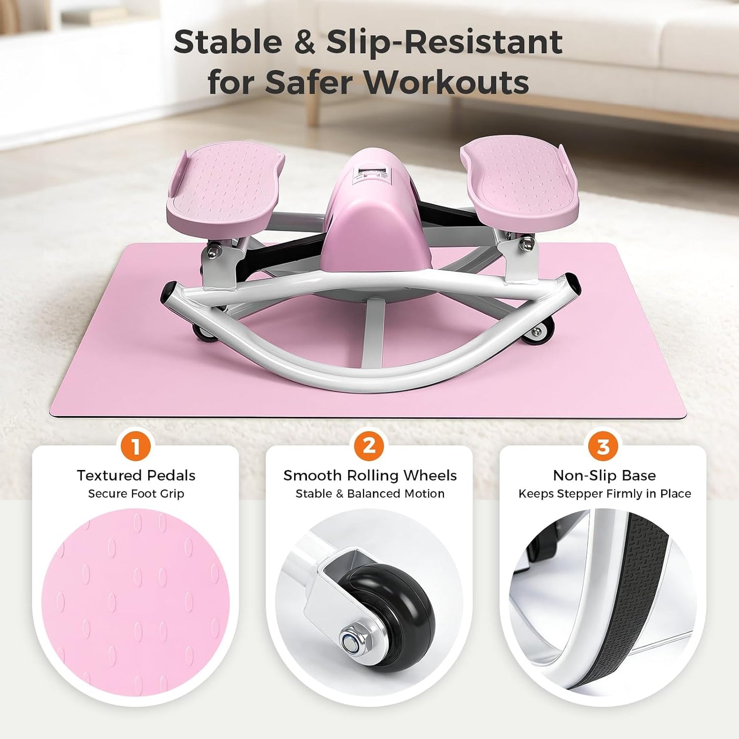 Rock Stepper Side to Side, Rocking Stepper with Lateral Motion, Compact Side Stepper for Home & Apartment, Low Impact Workout Machine (Black)