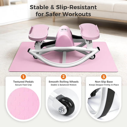Rock Stepper Side to Side, Rocking Stepper with Lateral Motion, Compact Side Stepper for Home & Apartment, Low Impact Workout Machine (Black)
