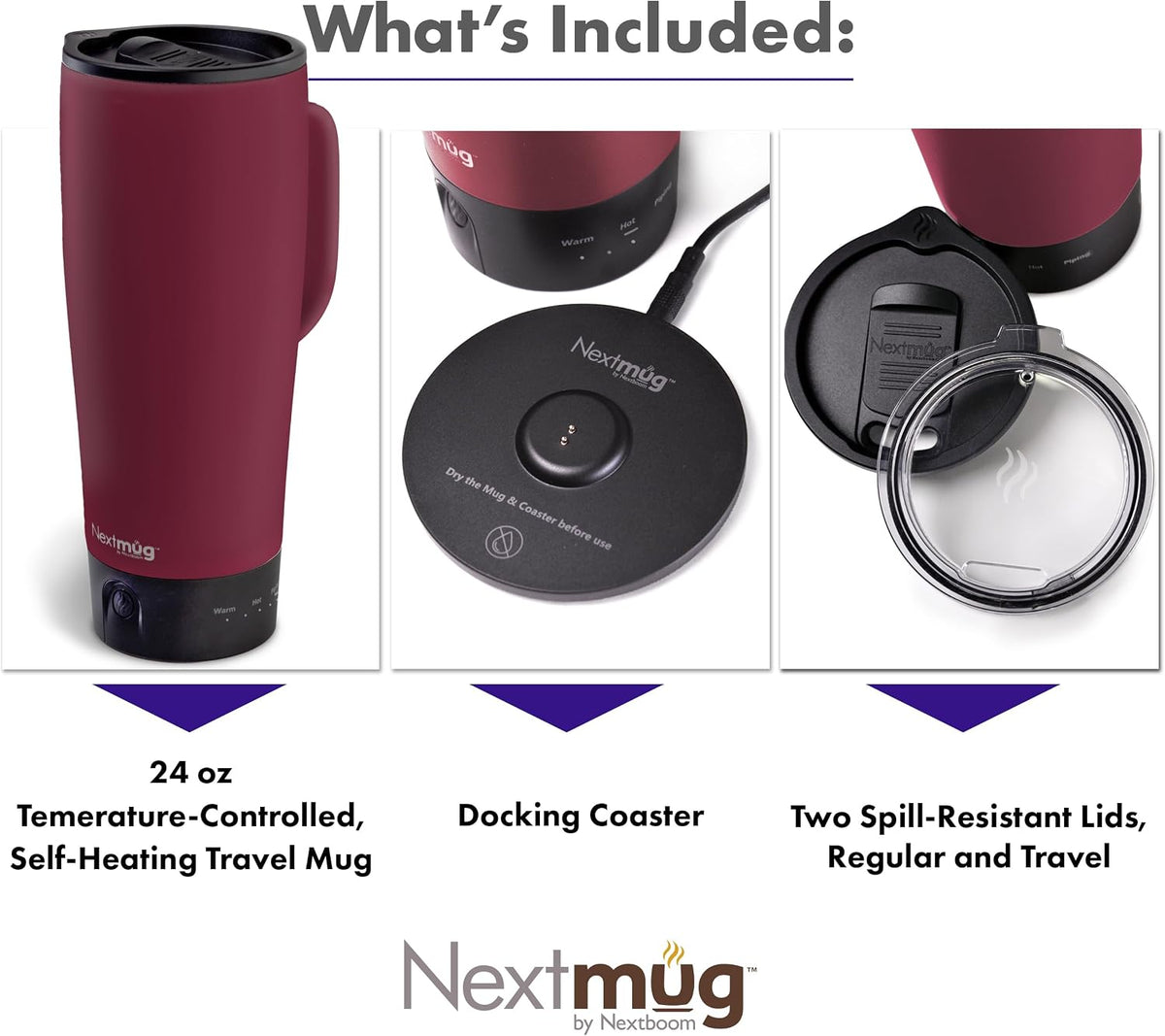 Nextmug Go - Temperature-Controlled, Self-Heating Travel Mug