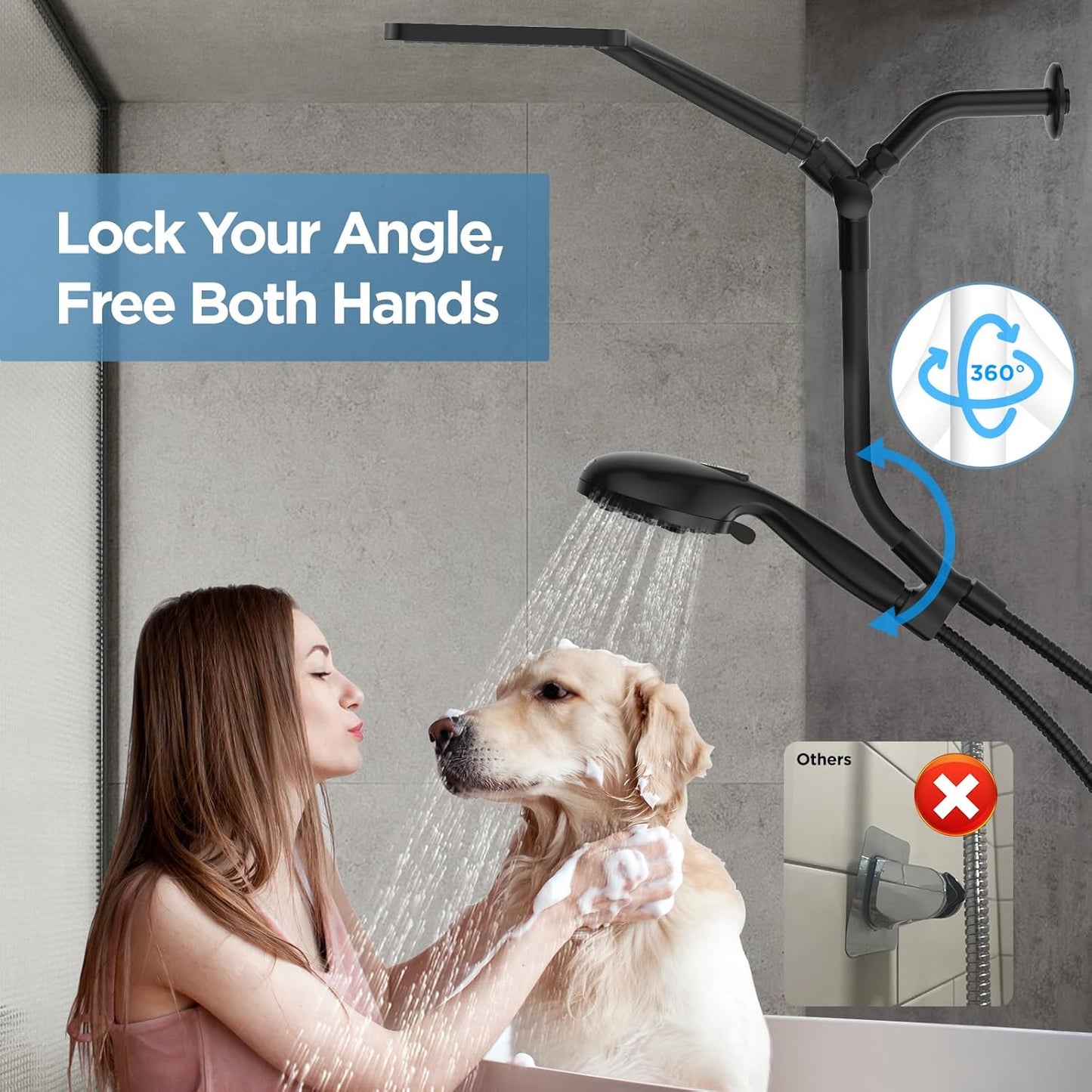 MakeFit Dual Filtered Rain Shower Head Combo, High Pressure Handheld Shower Head with Adjustable Bar - Rainfall Shower Head And Showerhead with Filter for Hard Water - Removes Chlorine