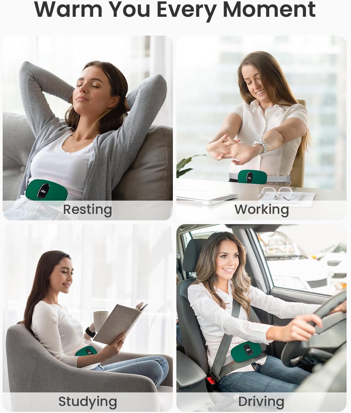 iDOO Cordless Heating Pad for Menstrual Cramps, Lightweight & Portable