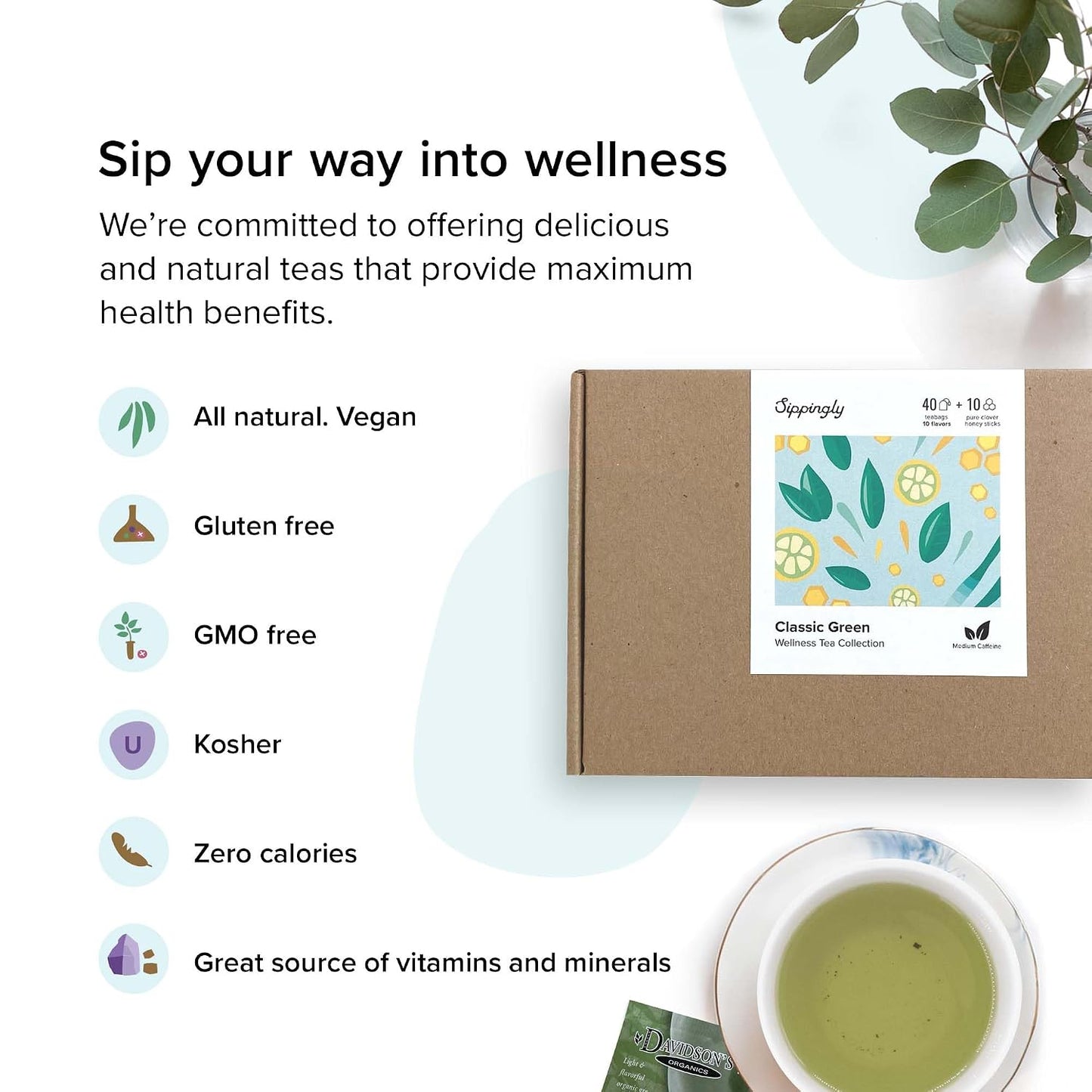Sippingly Night Time Tea Sampler – 40 Herbal Teas – 10 Flavors from Top Brands – Chamomile, Lavender, Passionflower – Perfect Relaxation & Calm Support – Ideal Wellness Gift – Kosher, Gluten-Free