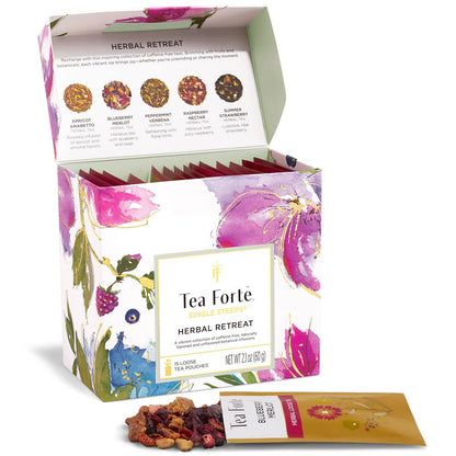 Tea Forte Single Steeps Tea Sampler, 15 Loose Leaf Pouches