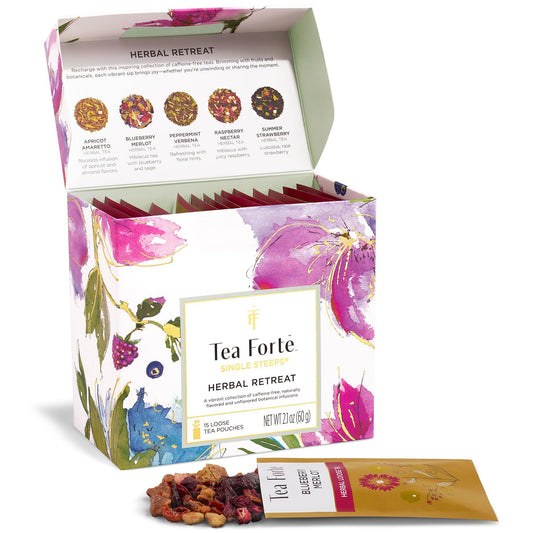 Tea Forte Single Steeps Tea Sampler, 15 Loose Leaf Pouches